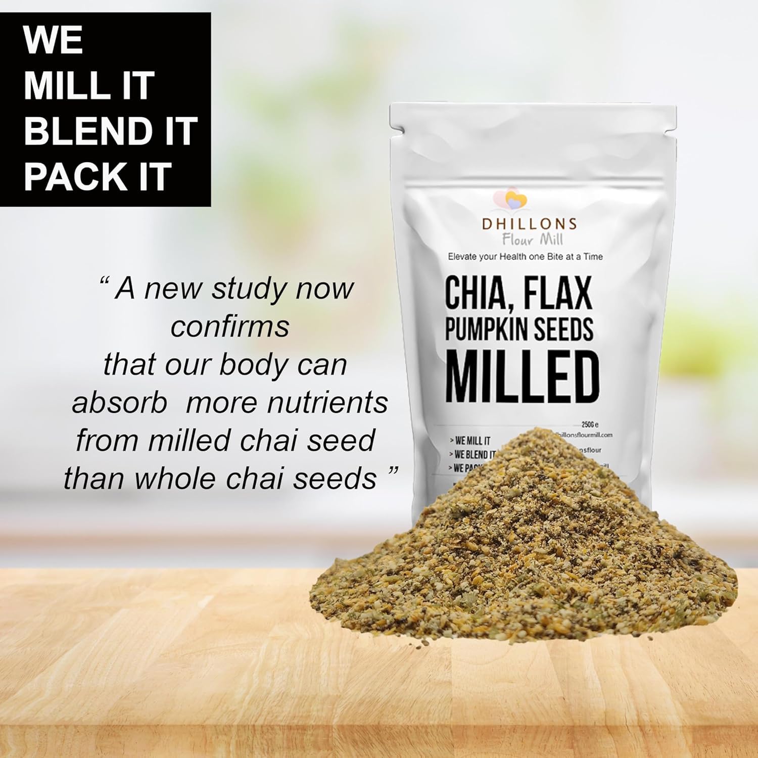 Chia, Flax and Pumpkin Seeds Milled Mix