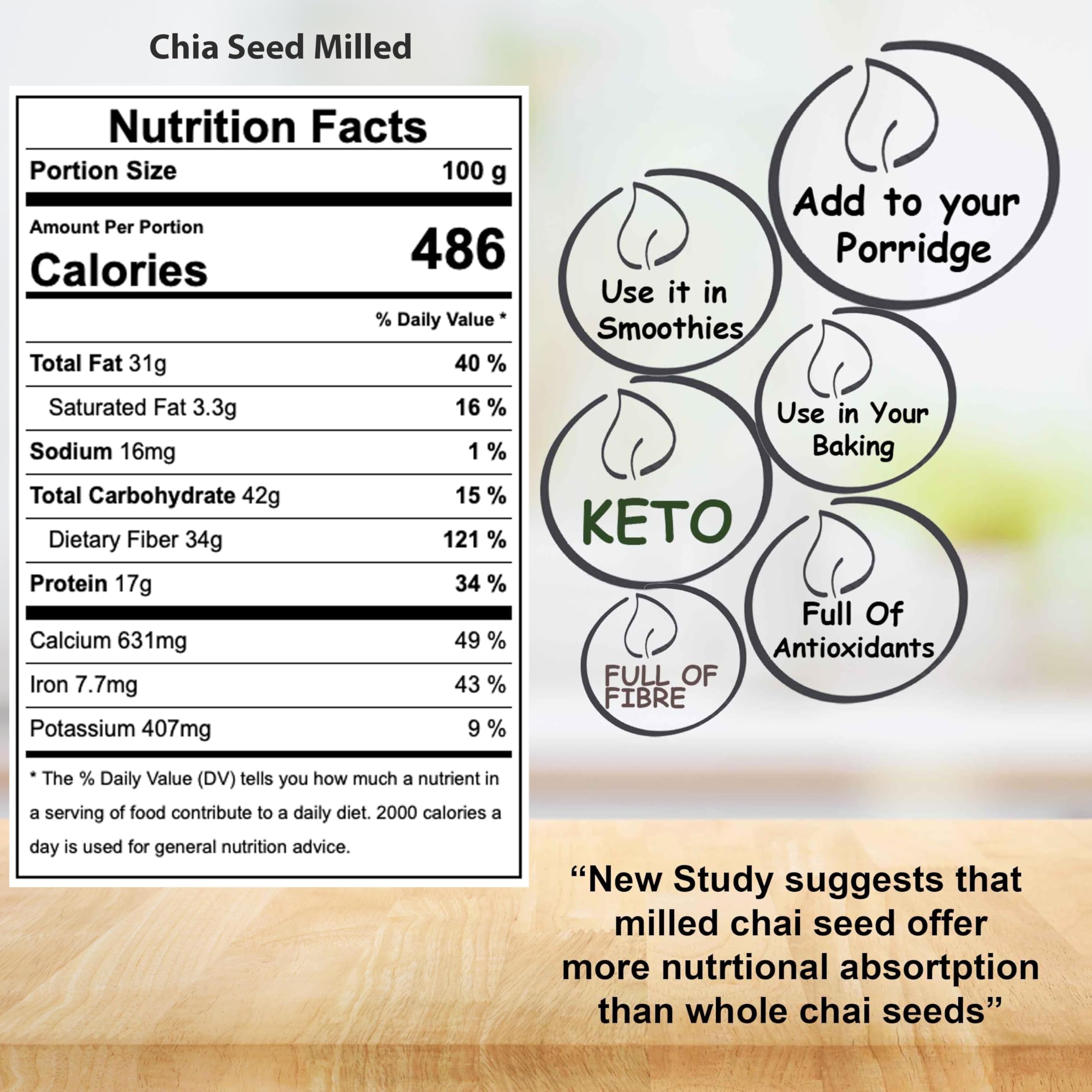 Milled Chia Seeds 1kg