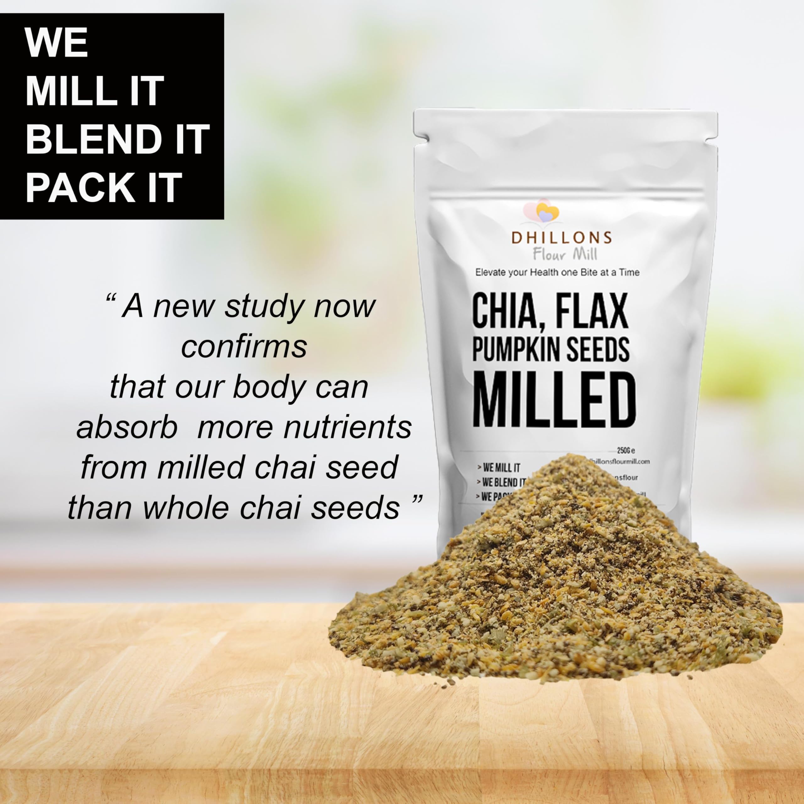 Chia, Flax and Pumpkin Seeds Milled Mix